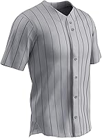 CHAMPRO Ace Youth Pinstripe Baseball Jersey - Button Front, 100% Polyester, Customizable Loose Fit S-XL