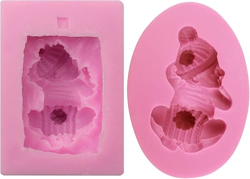 Miniatura 1 de FUNSHOWCASE Bebé durmiendo con almohada, gorro esponjoso, pantalones, fondant, molde de silicona para decoración de pasteles, fabricación de jabón