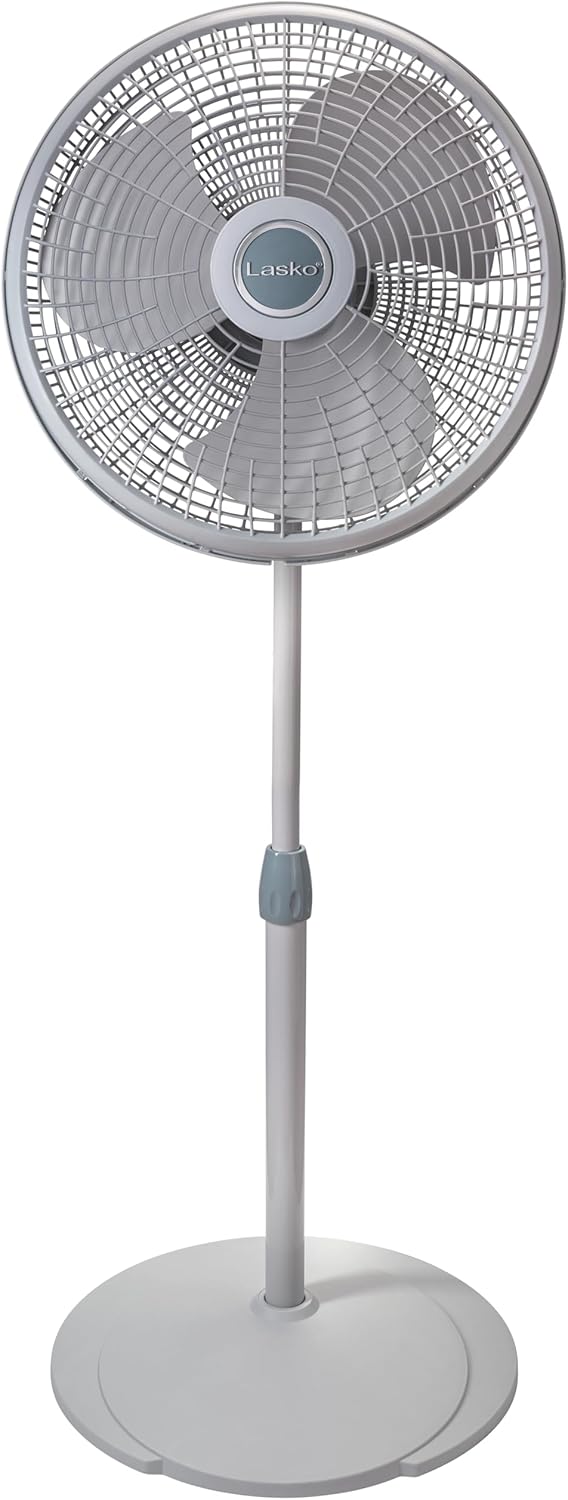 Gray Adjustable Height Oscillating Floor Fan with 16" Diameter