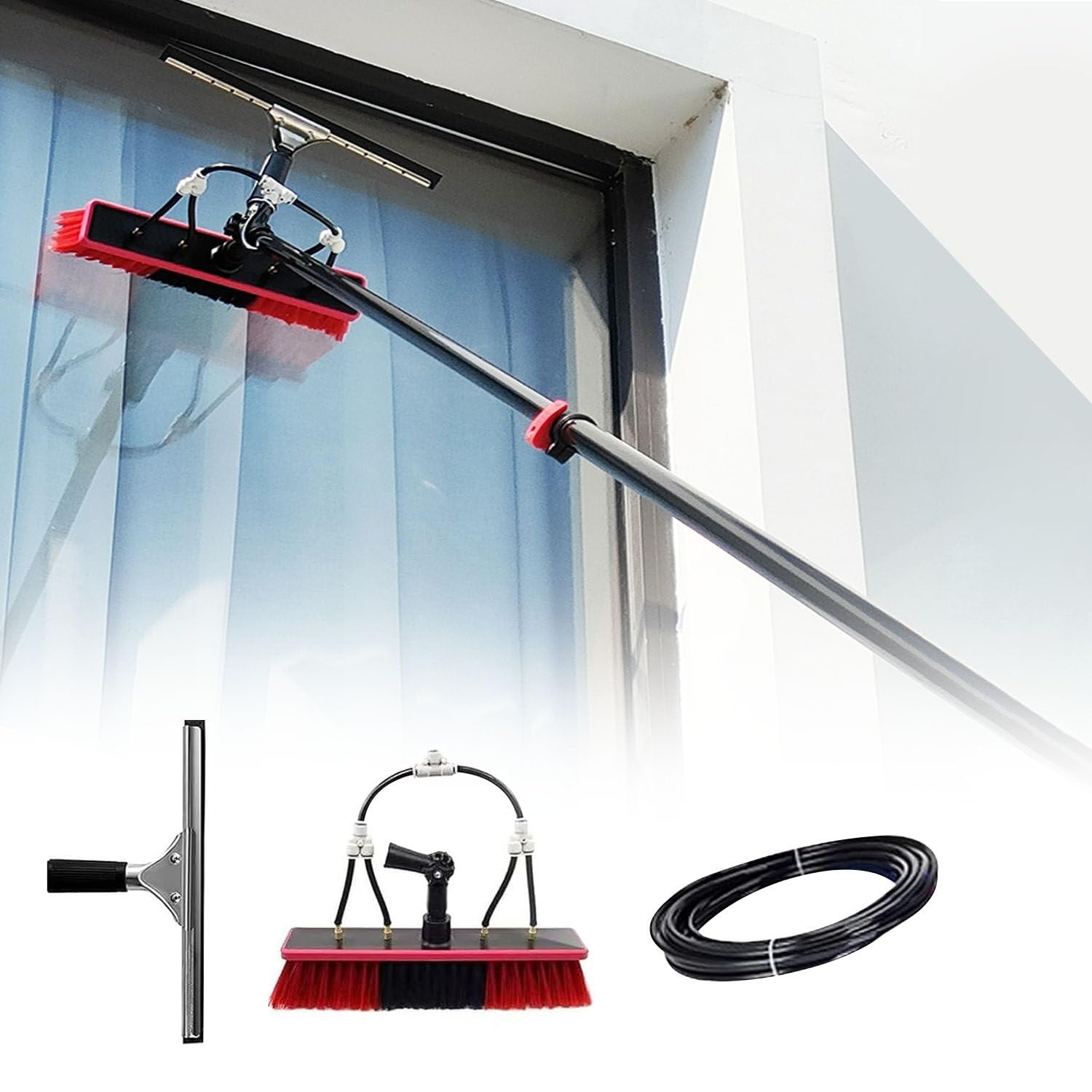 Aioneer Window Cleaning Pole, Water Fed Telescopic Brush, Photovoltaic Panel Cleaning Tool, For Cleaning Solar Panels And Other Cleaning Activities,10.8M/35.4Ft-3.6m/11.8ft