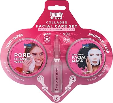 Handy Towel 3 Ad ml  Y z Bak m Seti, Mendil,Serum,Maske Kolajen