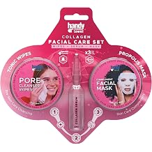 Handy Towel 3-Step Facial Care Set, Wipes, Serum, Mask Collagen
