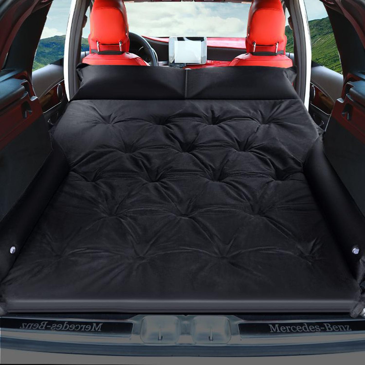 Materasso Gonfiabile per Auto per Evoque Defender 90 110 Discovery 3 4 5 Freelander 2 Range Rover,Materassino Floccata Portatile Pieghevole Letto Aria Multifunzionale Airbed,D-Black