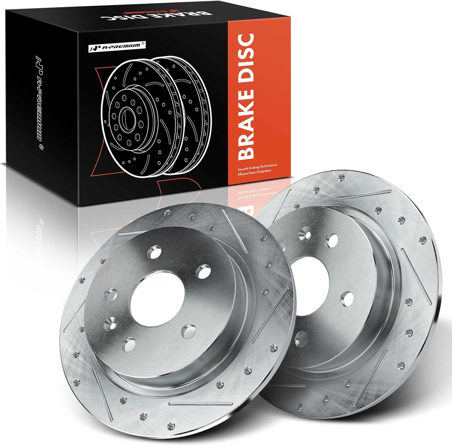 A-Premium 11.50 inch (292.1mm) Rear Drilled and Slotted Disc Brake Rotors Compatible with Select Chevy and Buick Malibu 2013-2015, Malibu Limited 2016, LaCrosse 2012-2016, Regal 2011-2017