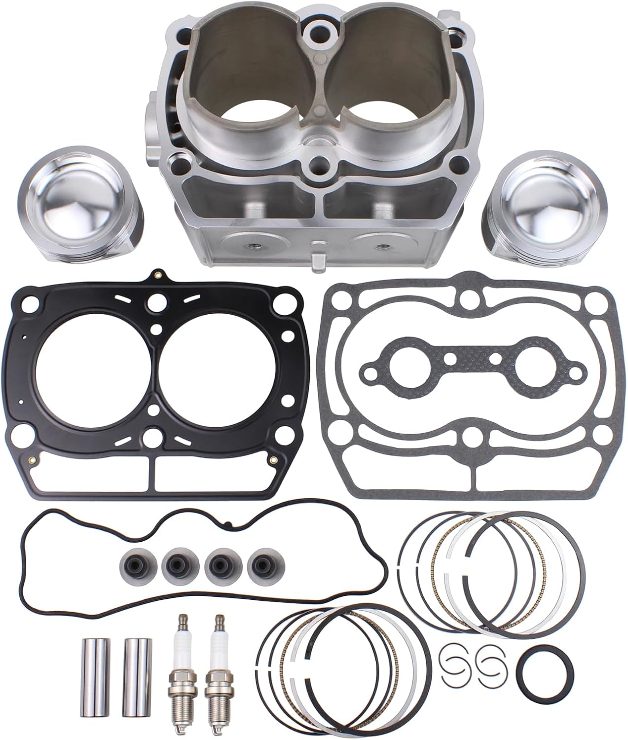 Front Cylinder Piston Ring Gasket Top End Rebuild Kit with Spark Plug for Polaris Ranger 800 2011-2017, Ranger 800 Crew 2010-2014, Ranger 800 XP 2010-2012, Sportsman 800 2005-2014