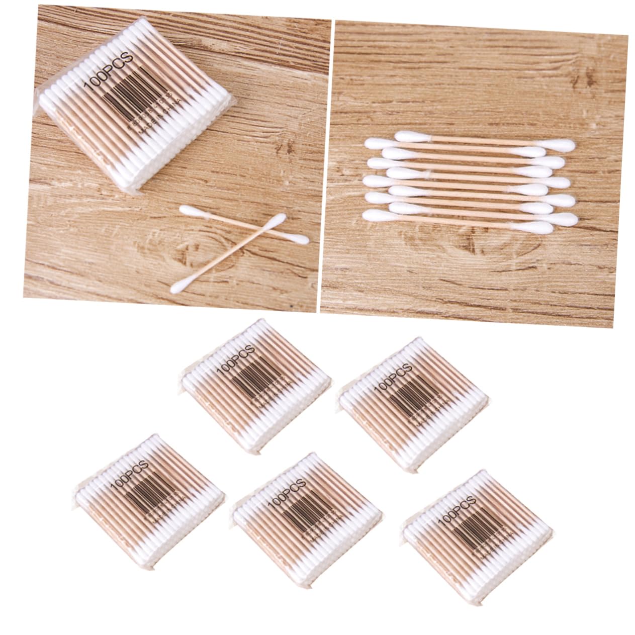 Didiseaon Long Wooden Stick Cotton Swabs (500pcs) Double-ended Perfect for Ear Care