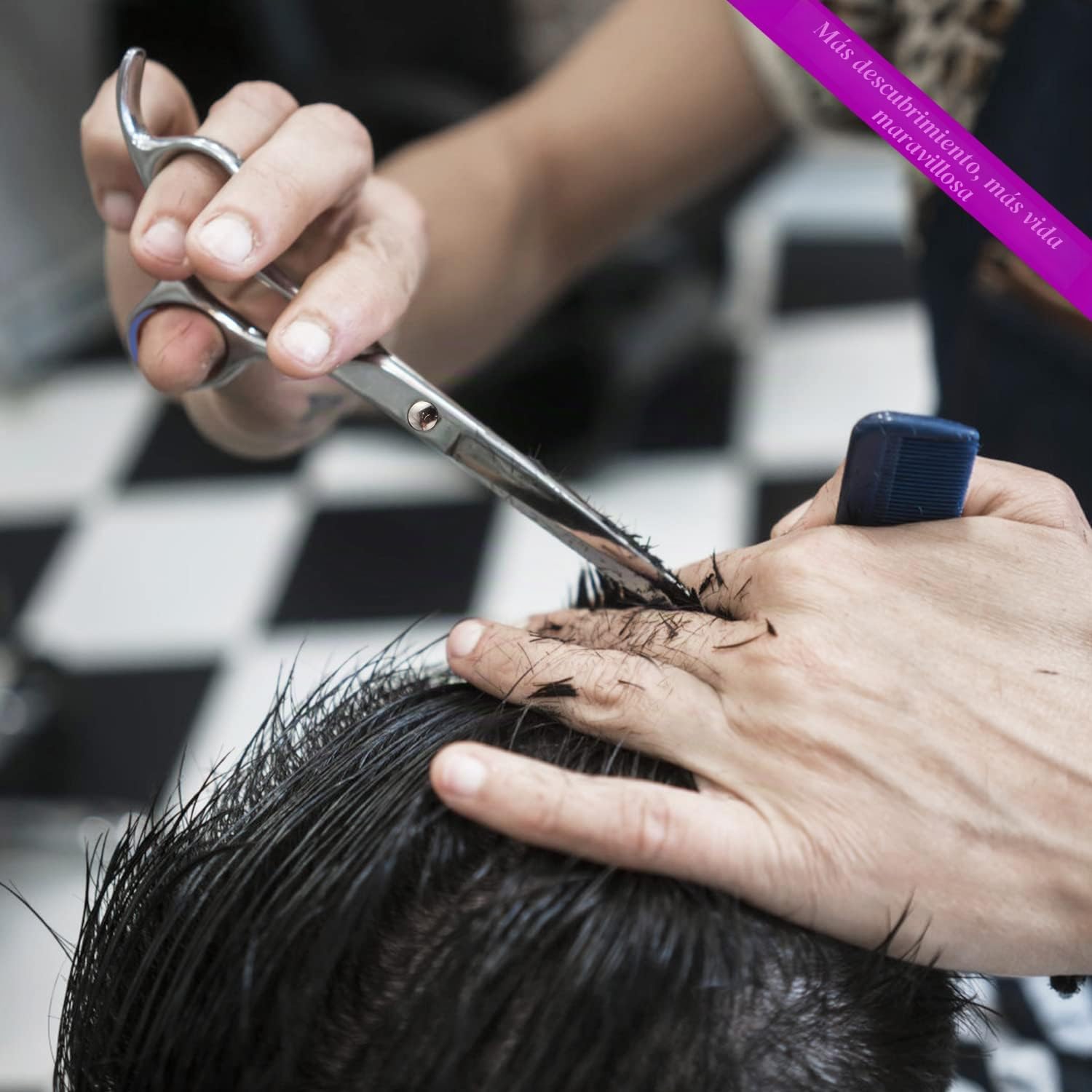COOLALA Tijeras de corte de pelo de acero inoxidable de 6.5 pulgadas, tijeras de afeitar de peluquería profesionales, tijeras de corte de pelo, un peine incluido, uso doméstico para hombres, mujeres,