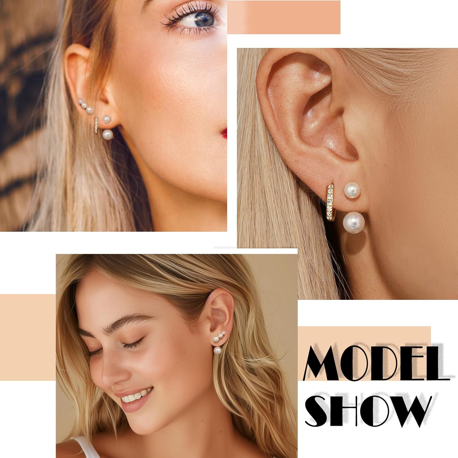 Angelady Pearl Earrings Set for Women, Trendy Pearl Stud Hoop Earring Stacks Gold, Dainty Pearls Earring Jewelry for Women, Valentines Day Earrings Gifts for Her - Image 5