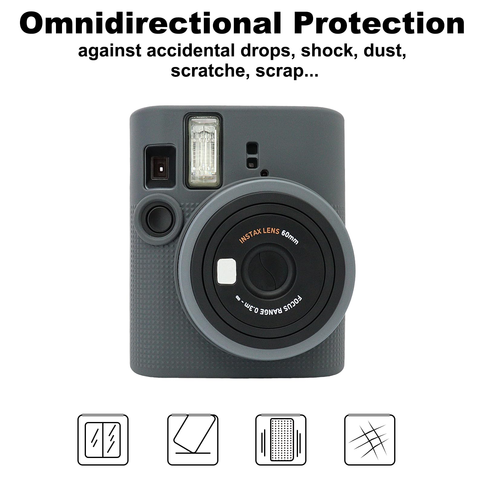 VOVMOEYA Custodia in silicone per Fujifilm Instax Mini 41, resistente all'usura, custodia protettiva morbida per fotocamera con tracolla per fotocamera