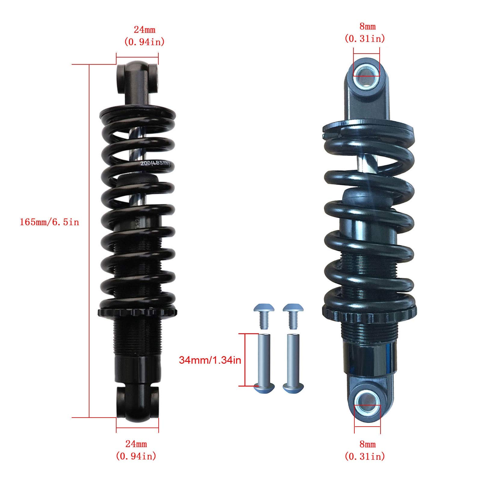 Amortiguador Amortiguador Trasero de Repuesto, Resorte suspensión for Moto Cross 165mm, 250, 350, 450, 650, 750, 850, 1000 Libras(165mm-1000lbs)