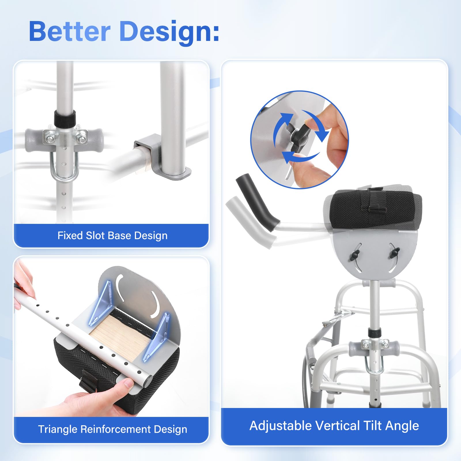 1 pcs Walker Platform Attachment with Adjustable Padded Cuff - Walker Platform Accessory to Preventing The Bracket from Sliding Down - U-Shaped Clamp Design Compatible with Most Walkers on The Market — Amazon image 4