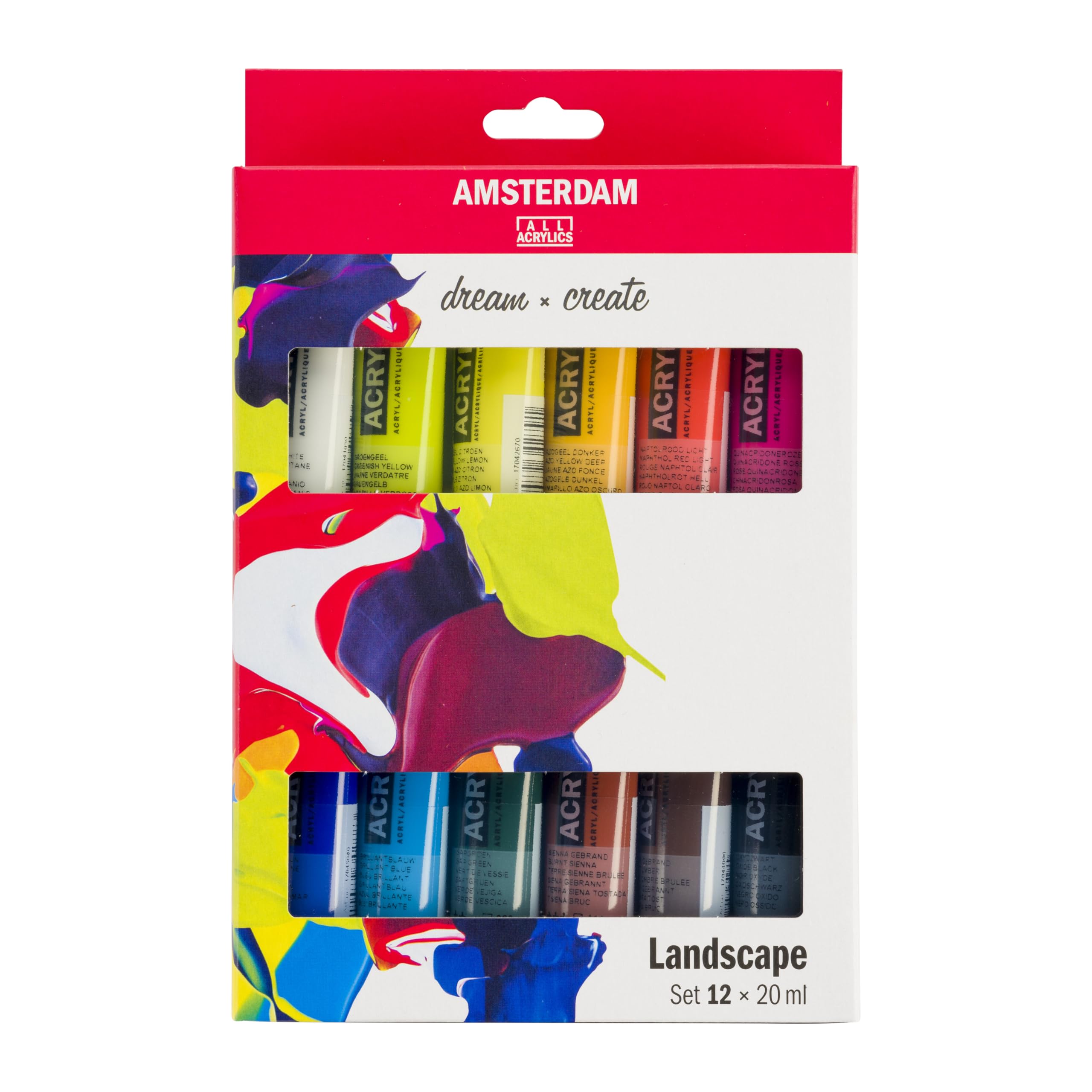 Amsterdam Zestaw farb akrylowych z serii standardowej | zestaw krajobrazu (tubka 12 x 20 ml) | mieszane kolory idealne do obrazów krajobrazowych
