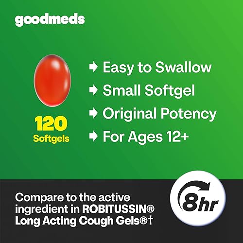 Miniatura 5 de Alivio de la tos para adultos, 60 cápsulas blandas de dextrometorfano HBr (DXM) 15 mg 8 horas, supresor bronquial no somnoliento y de larga duración