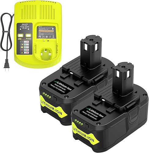Miniatura 1 de Cargador rápido actualizado P117 21V 3A + 6.0Ah 18V RB18L50 Combo de batería de litio para RYOBI P108 P102 P104 baterías de herramientas