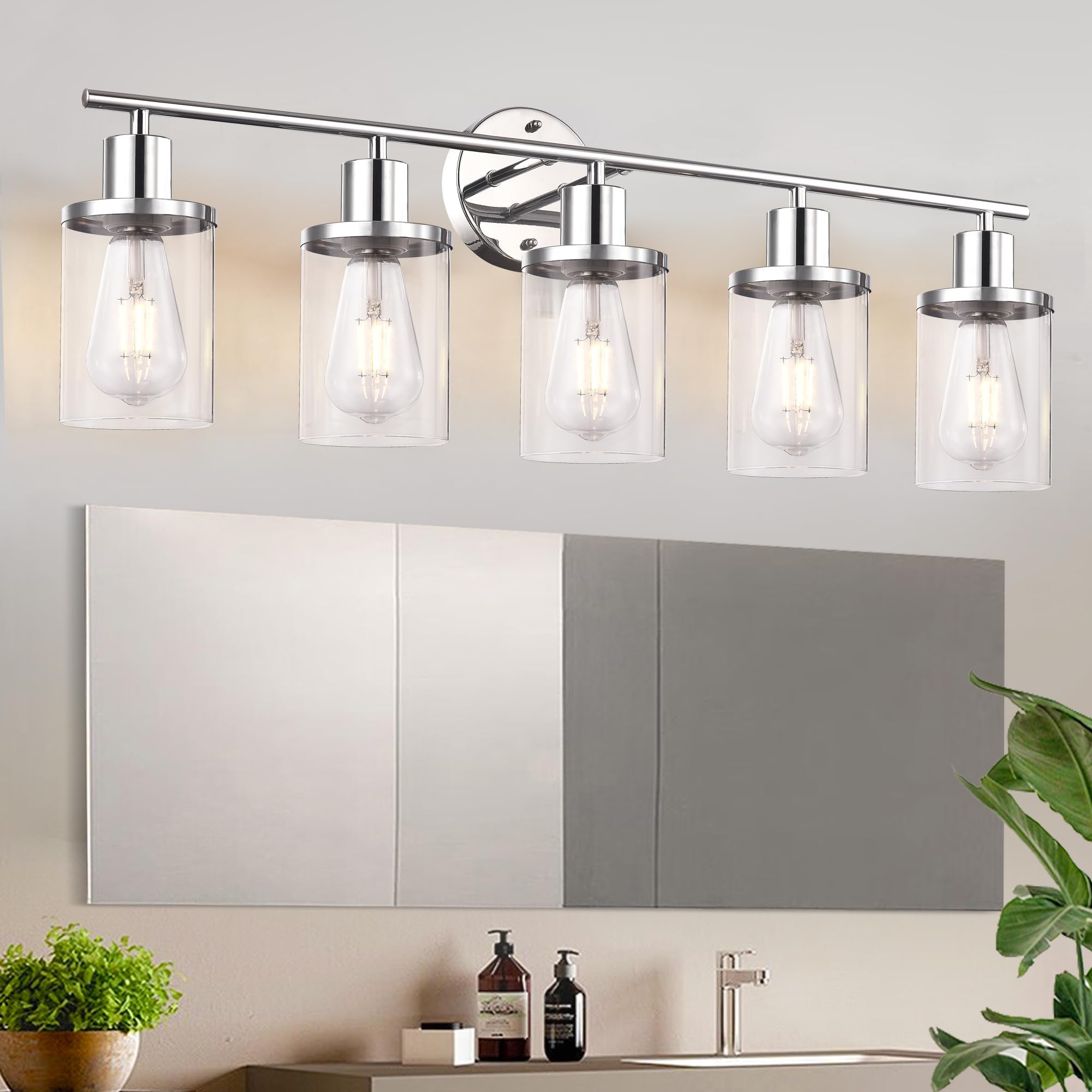GDFFZM 5 Lights Polished Chrome Bathroom Vanity Light,Vanity Lighting ...