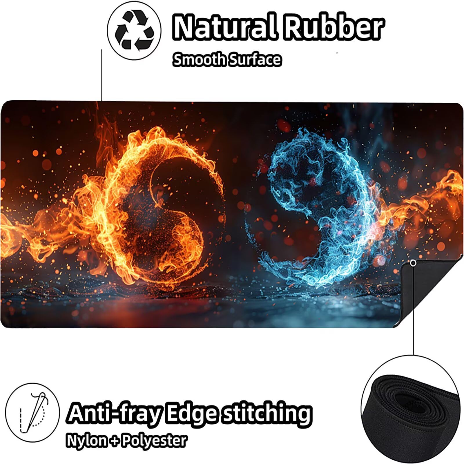 Tappetino Mouse XXL 1500 x 800 mm, Tappetino Mouse Fiamma, Gaming Mousepad Migliorare la Velocità e la Precisione, Mouse Pad con Base in Gomma Antiscivolo, Ufficio Accessori Gaming, Rosso 7-1464