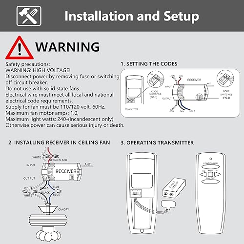 Miniatura 6 de Fan-HD Kit + paquete FAN28R, kit de control remoto universal para ventilador de techo de repuesto para Hampton Bay, Hunter, Harbor Breeze, No