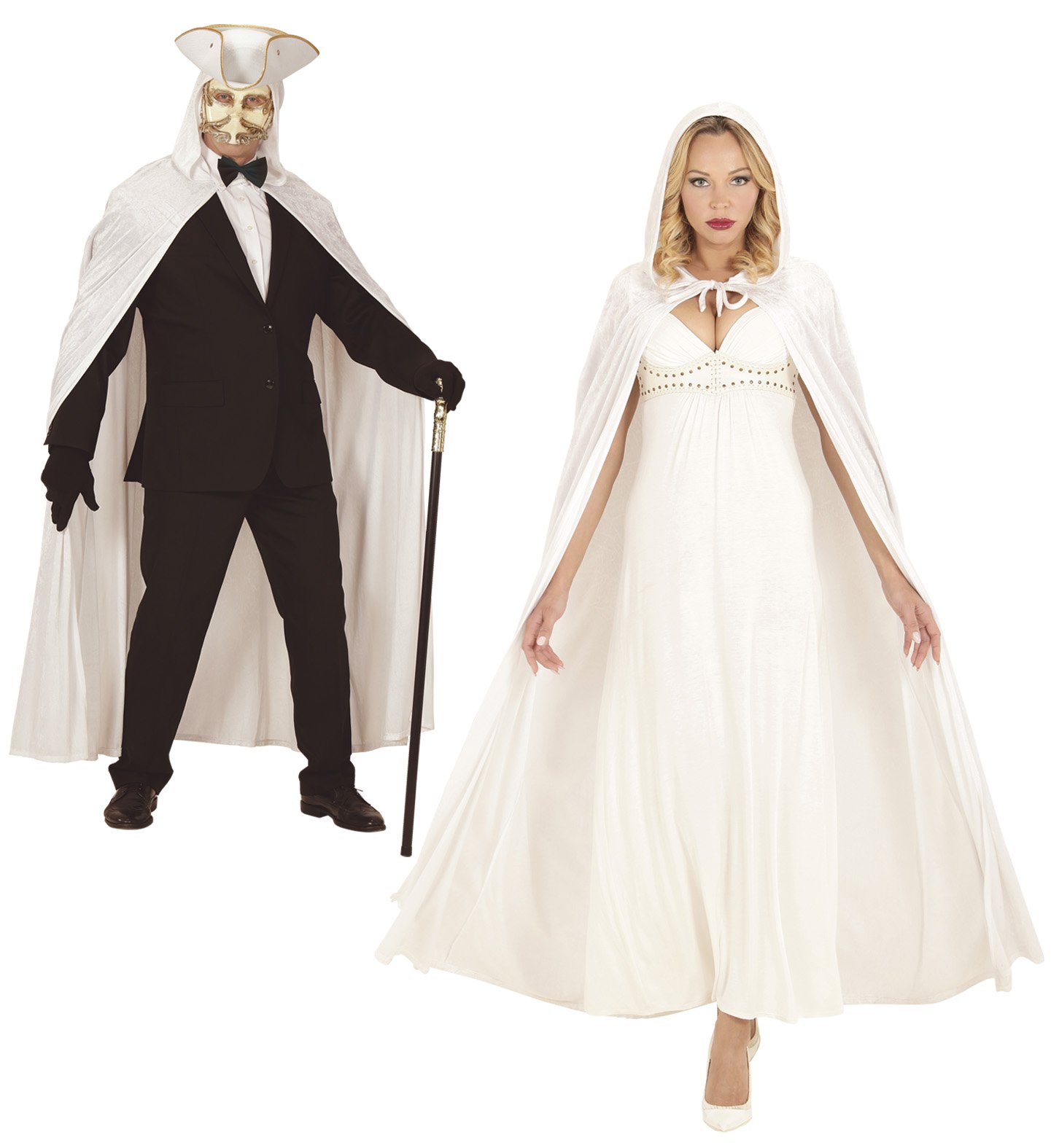 W WIDMANN MILANO Party Fashion - Umhang mit Kapuze, aus Samt, ca. 150 cm, Halloween, Karneval