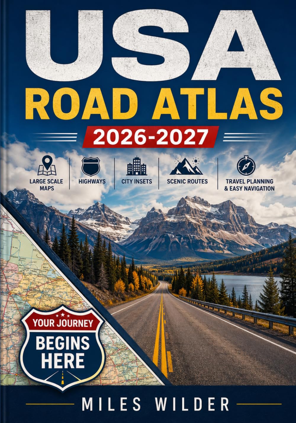 USA Road Atlas 2026-2027: Large Scale Maps, Highways, City Insets, Scenic Routes, Travel Planning and Easy Navigation Guide