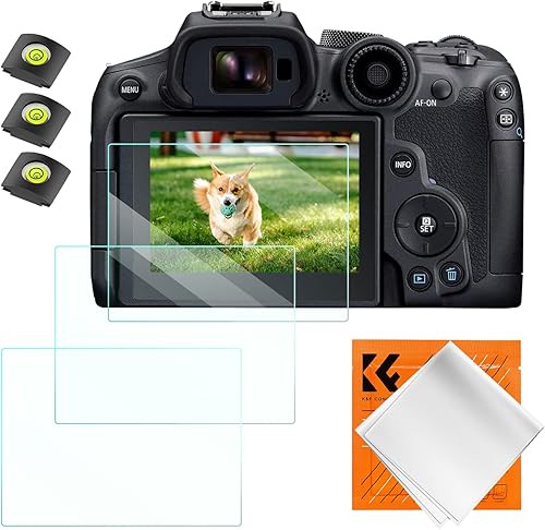 K&F CONCEPT Paquete de 3 protectores de pantalla de cámara compatibles con Canon EOS R6 II/R6/R7, 0.012 in de dureza 9H, cubierta de vidrio templado