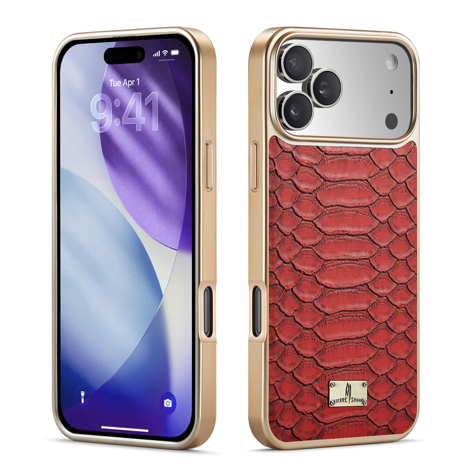 Coque iPhone 17 Pro Max en cuir véritable rouge luxe - 8
