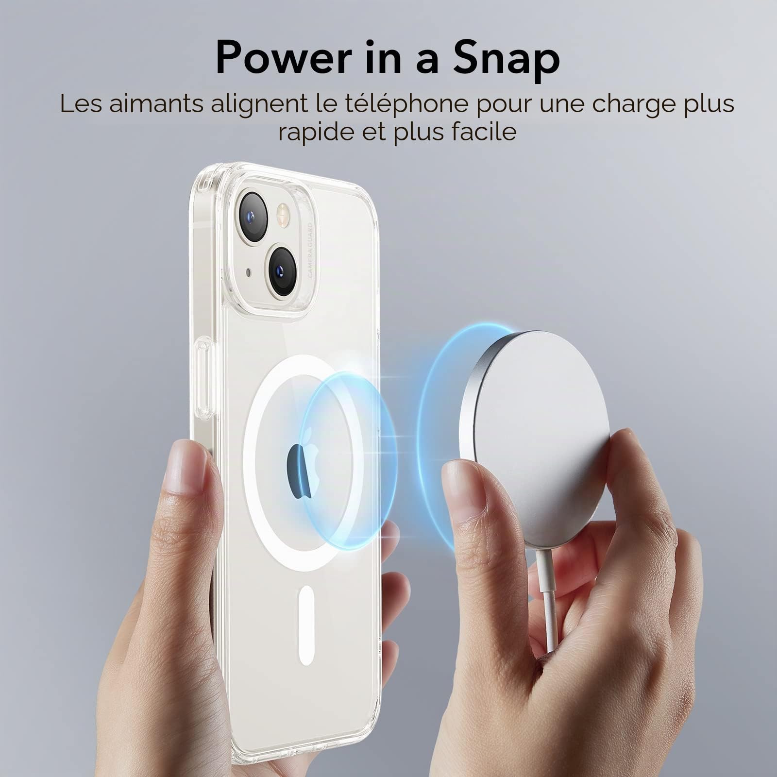 ESR Coque Magnétique pour iPhone 14/iPhone 13, Compatible avec MagSafe, Hybrid Coque pour iPhone 14/13 avec HaloLock, Protection Antichoc Militaire, Dos Anti Rayures, Transparent