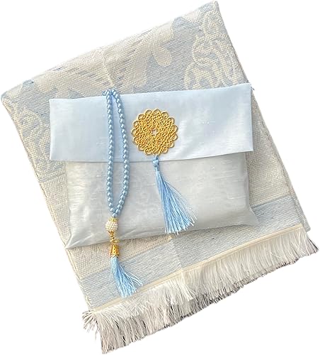 Miniatura 19 de Alfombra de oración musulmana y cuentas con elegante bolsa de tela flameada | Janamaz | Sajadah | Alfombra de oración islámica suave | Regalos