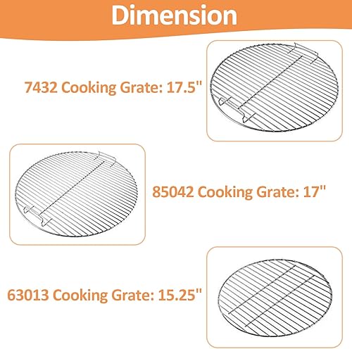 Miniatura 2 de AJinTeby Rejilla de cocina con bisagras de acero chapado resistente y rejilla inferior, rejilla de carbón para Weber de 18 pulgadas Smokey Mountain