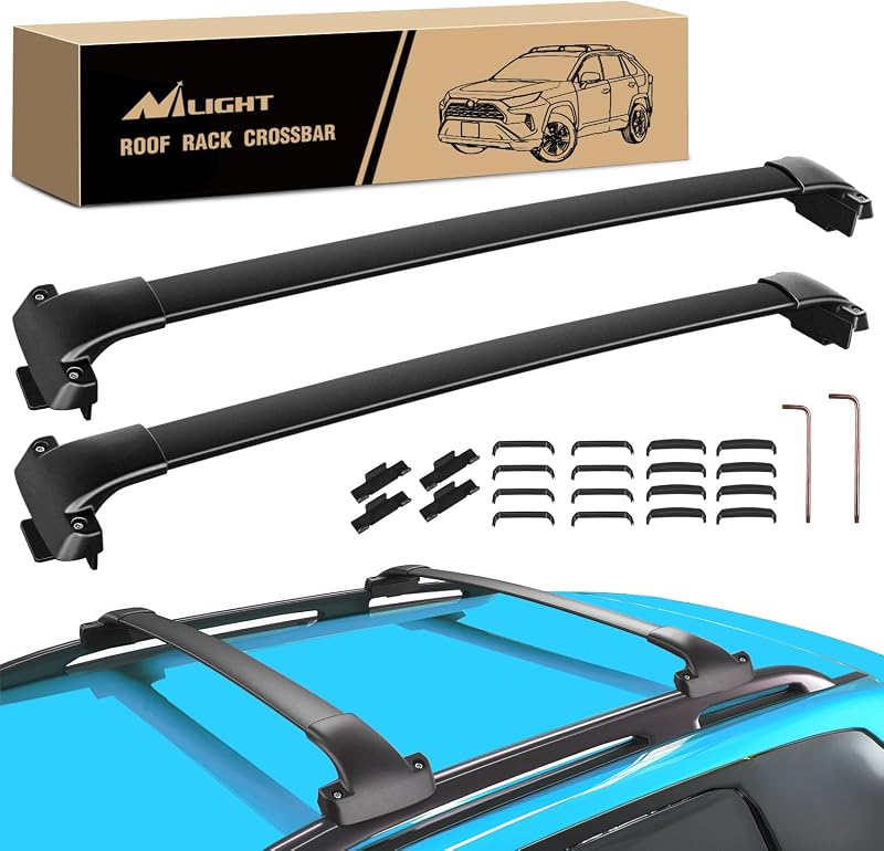 Nilight Roof Rack Cross Bars for Subaru Forester 2014-2023 Rails Crossbars | Aluminum Heavy Duty Rails Crossbars with Rubber Pad for Rooftop Cargo Carrier Kayak(Only Fit Raised Side Rails)