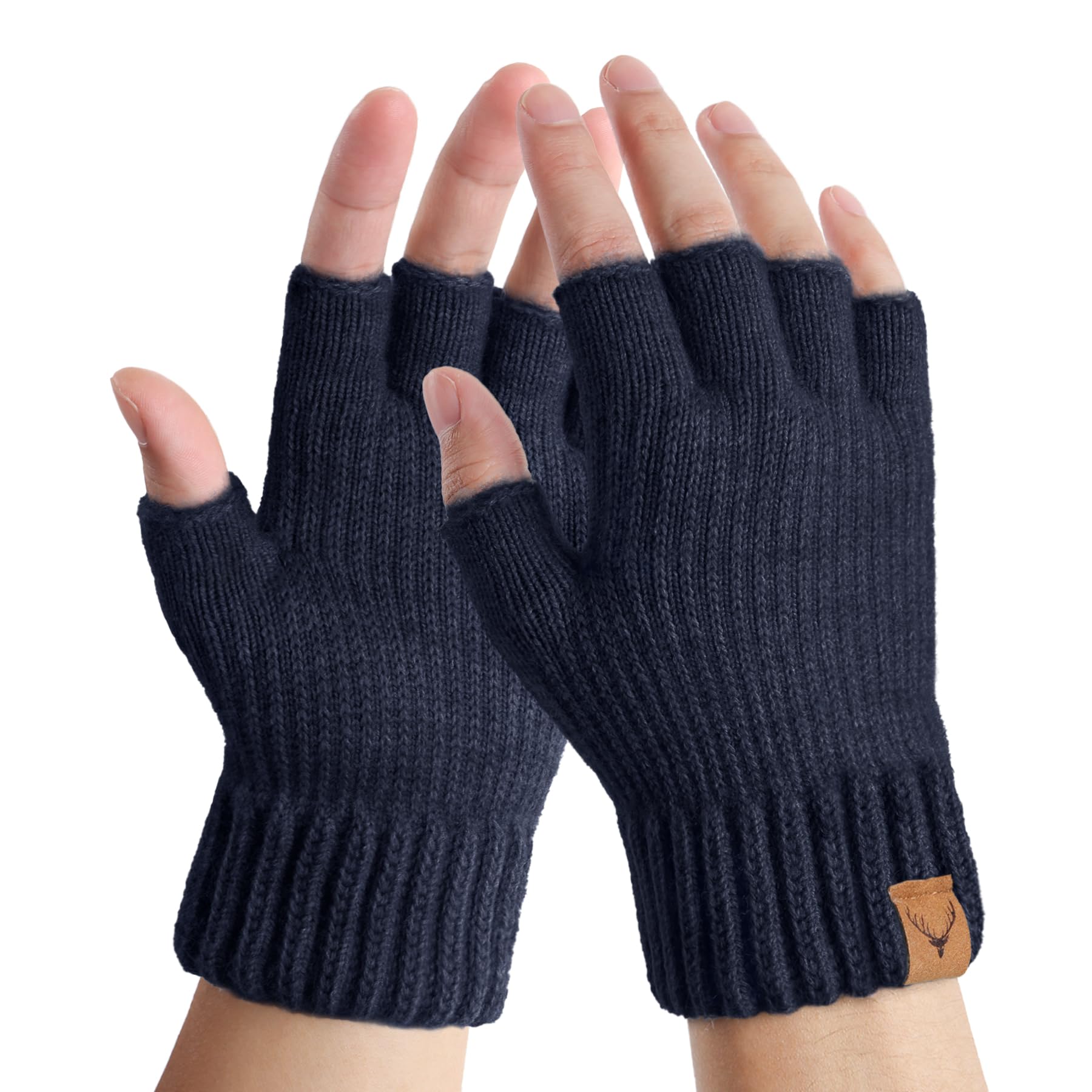 LADES Fingerless Gloves Thermal Winter Gloves Warm Knitted Half Finger Gloves Mittens for Men Women Typing Driving Working