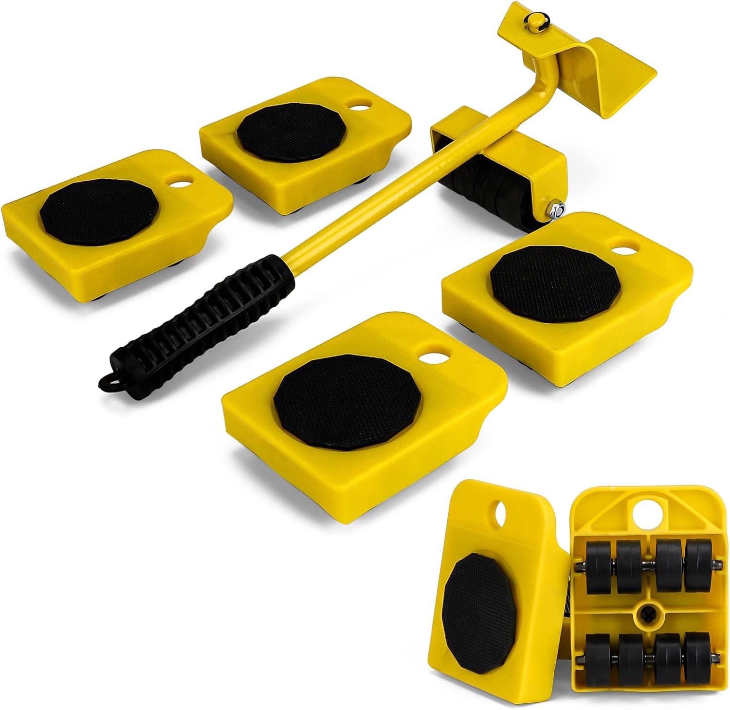 Kit Sposta Mobili Con Ruote - 5 Pezzi, Carico 400kg | Ruote Girevoli Con Freni E Sollevatore - Foto 10