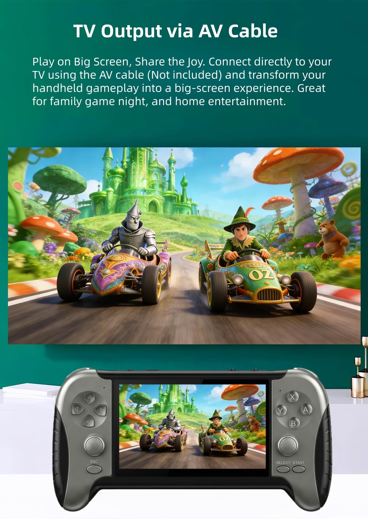 Console de Jeux rétro YHFITN avec écran HD de 4,3 Pouces, Jeux intégrés, Sortie TV, Lecteur vidéo/Musique et Batterie Rechargeable. Cadeau d'anniversaire idéal pour Adolescents et Adultes.