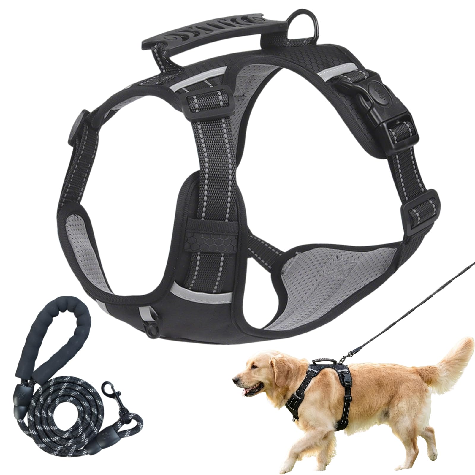 Wear-Resistant Small Dog Harness, Adjustable Anti-Pull Dog Harness, Dog Harness Medium/Small/Large, Dog Harness Leash Anti-Pull Dogs for Training Running (L)