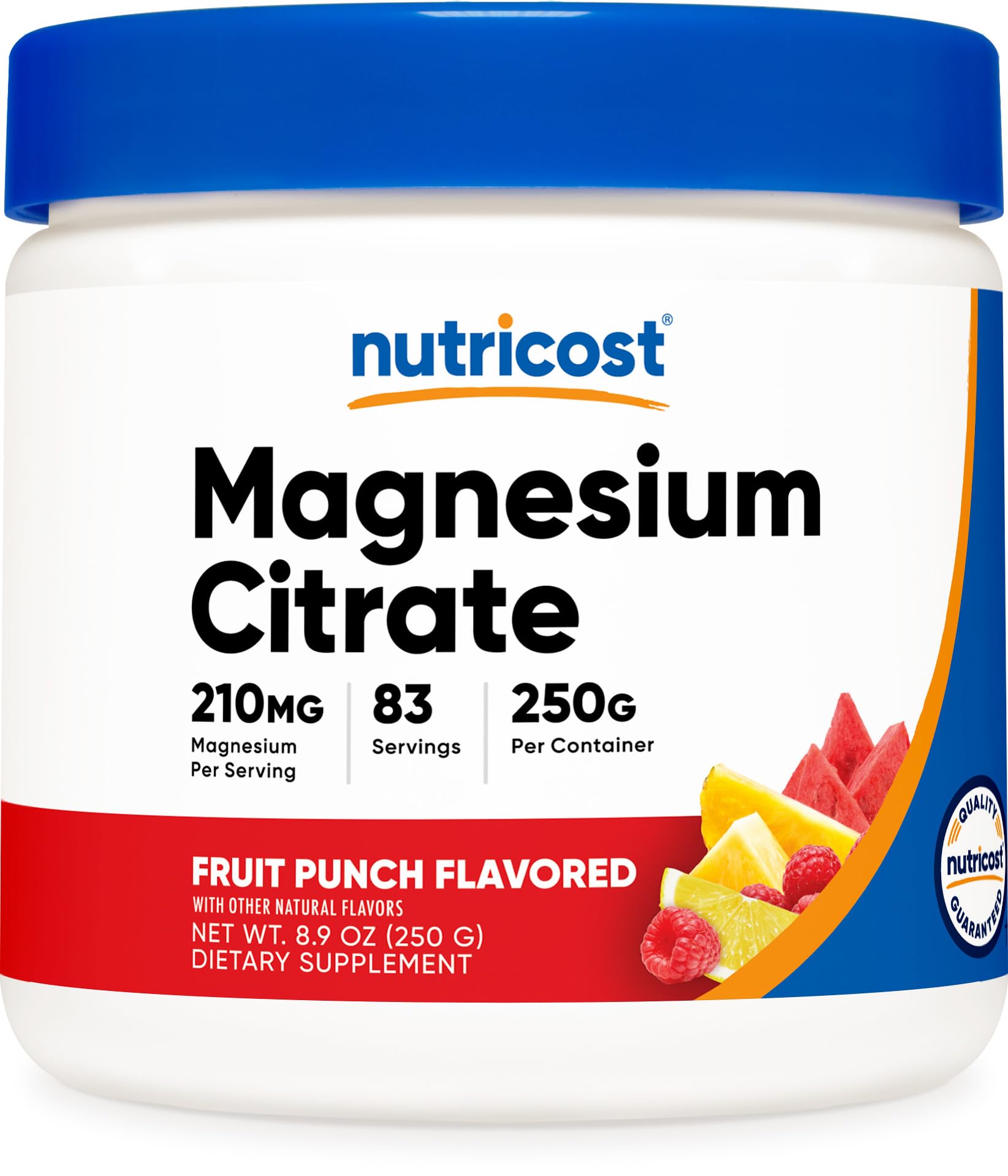 Nutricost Magnesium Citrate Powder (Fruit Punch, 250 Grams) - 210mg of Magnesium Per Serving