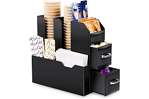 SZQINJI Coffee Bar Organizer for Home with 2 Drawers for Coffee Station
