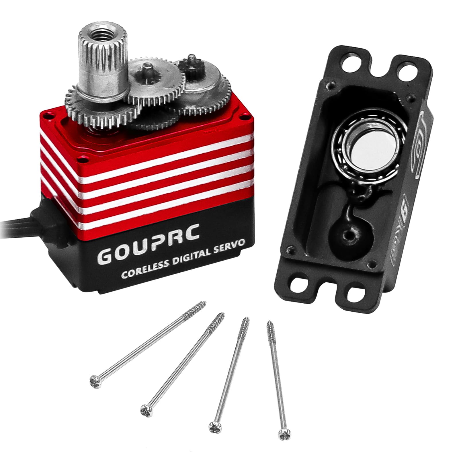 Servo digitale in metallo da 9 kg con supporto e corno servo per 1/18 TRX4M Servo RC auto parti di aggiornamento (rosso)