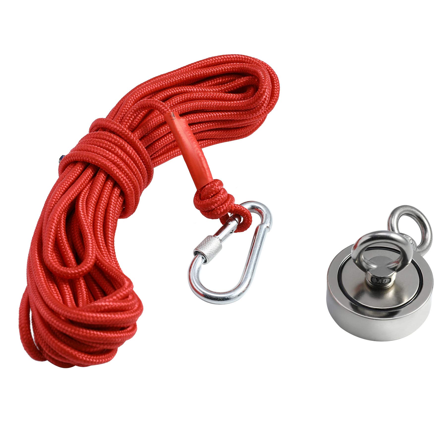 Magneti da Pesca al Neodimio a Doppia Faccia Kit Pesca Magnete Forza di Trazione Rotonda Golfare con Corda da 10m (60mm)