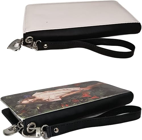 Miniatura 5 de Sublimación Billetera con cremallera para mujer, bolsa de almacenamiento, embrague de viaje para mujer, pulsera de embrague de bricolaje (Negro),