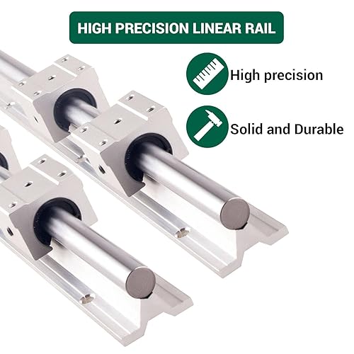 Miniatura 5 de Riel lineal SBR20 59.055 in 2 piezas totalmente compatible con eje de riel lineal con 4 unidades SBR20UU Bloques Cojinete para Máquinas