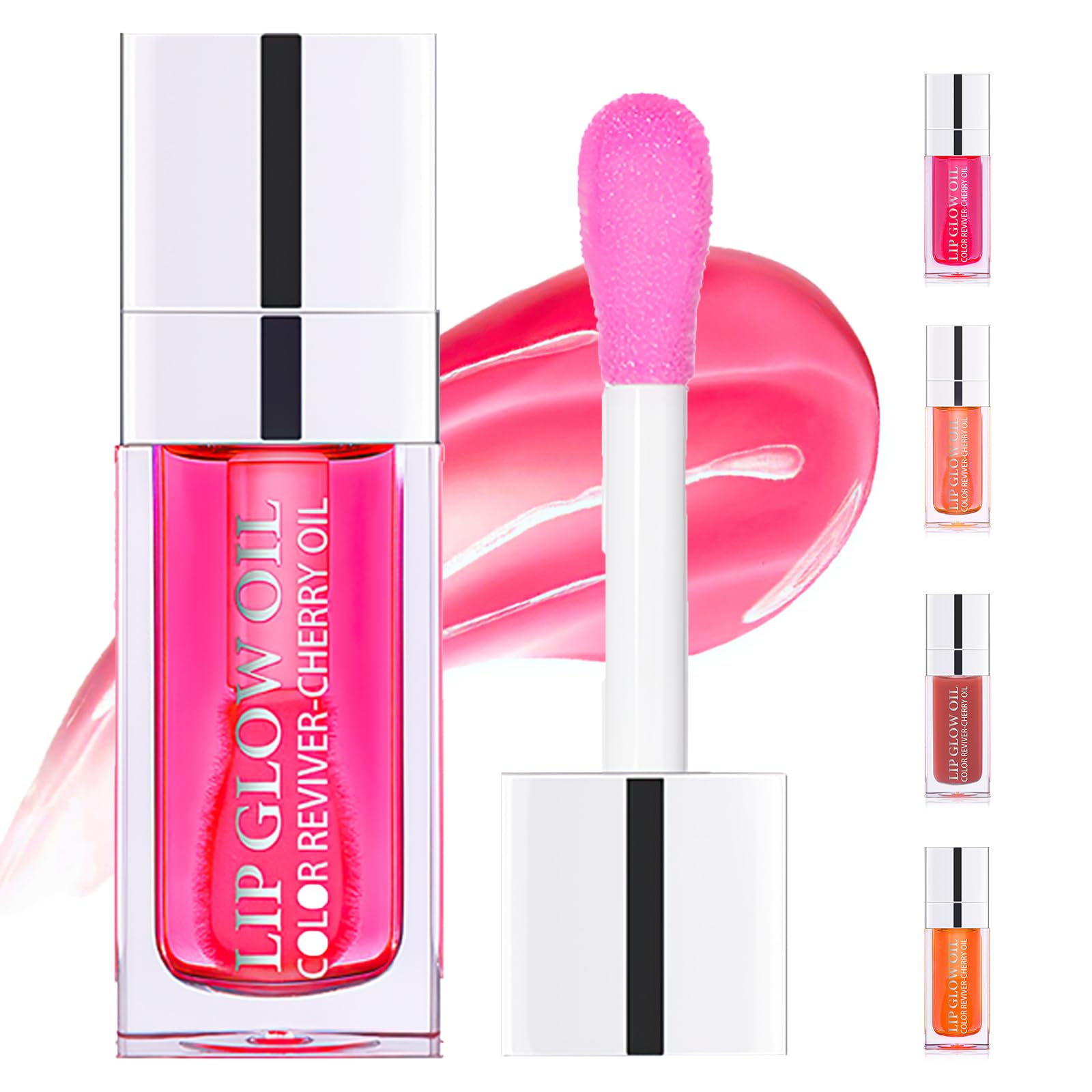 Hydrating Lip Glow Oil, Plumping Lip Gloss, No-Sticky Transparent Moisturizing Lip Balm, Natural Lip Plumper Gloss Make Lips Fuller and Moisturizing - Raspberry