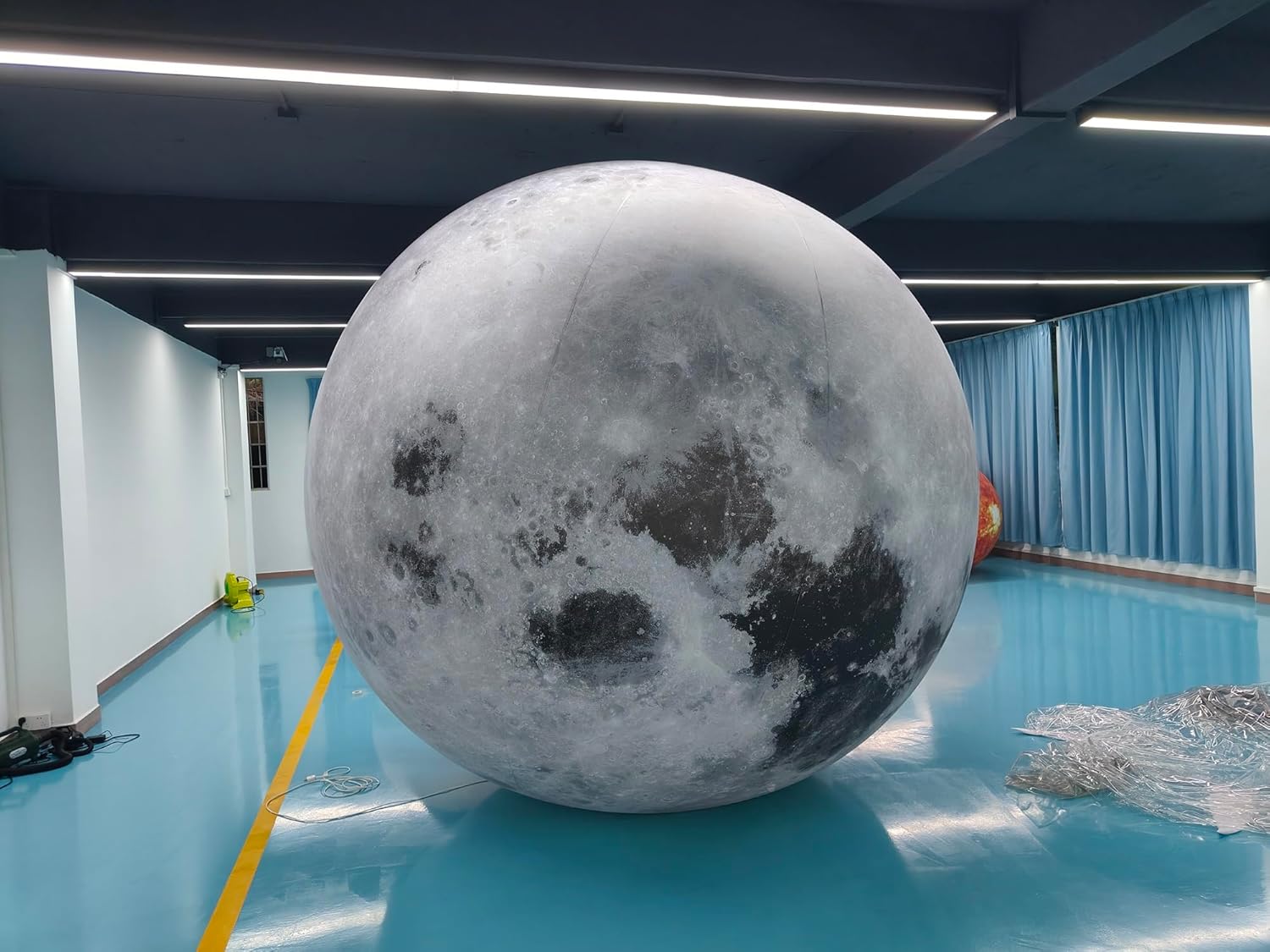 Large Inflatable Moon, 118.1'' LED Lighting Moon Planet Balloon for Educational Institution/Planetarium/Store/Club Decoration