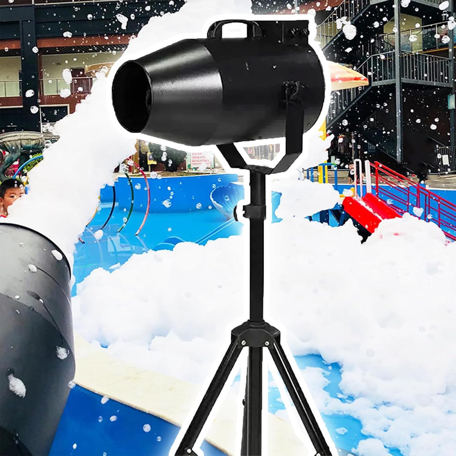 QUTBAG Macchina Schiuma palco Grandi Dimensioni, Macchina per Schiuma di Grandi Dimensioni da 1000 W, Macchina per la Produzione di Schiuma a Getto da palco Professionale, Distanza 6-10 m/Area 80㎡