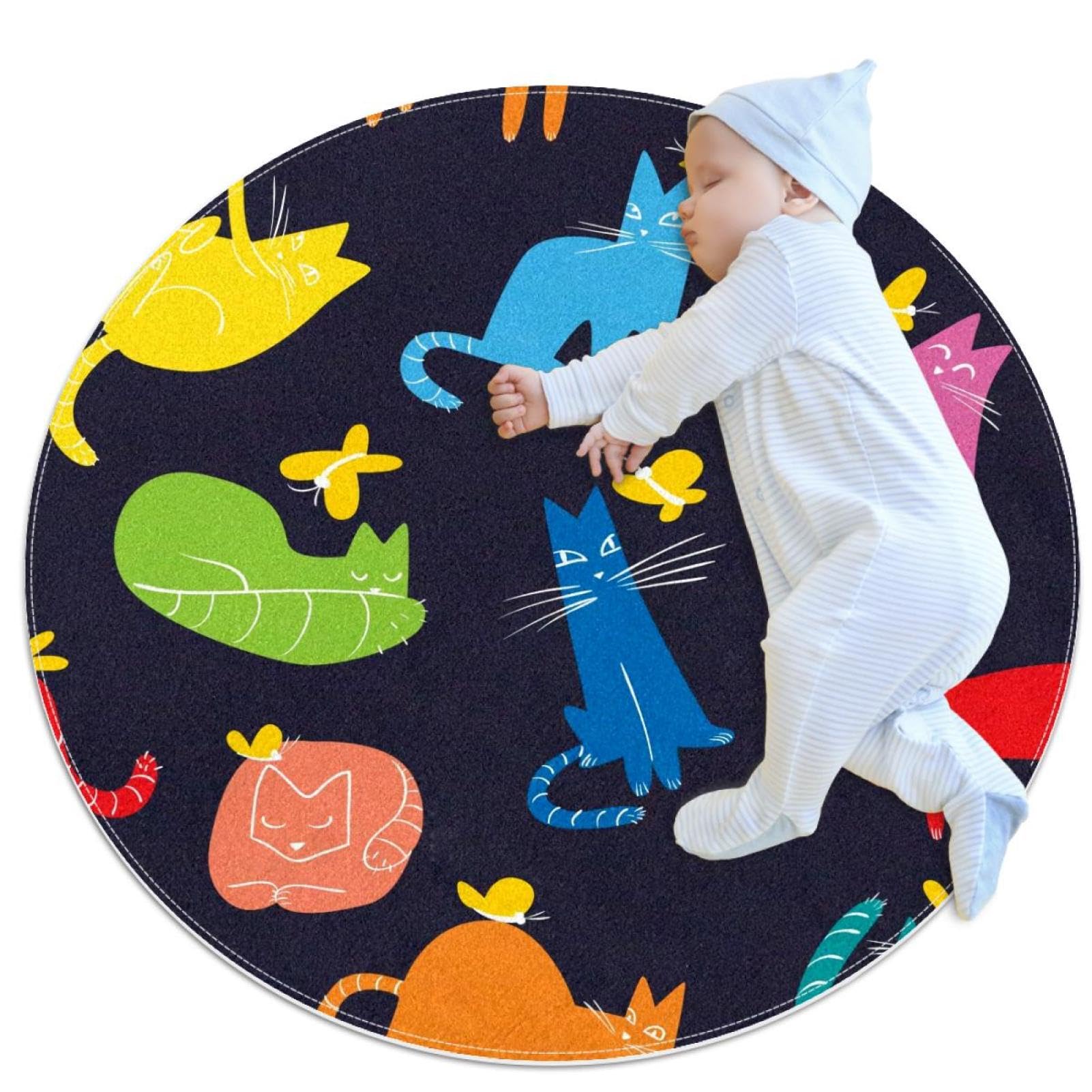 Tapis de salle de bain chat antidérapant rond pour sol sécurisé