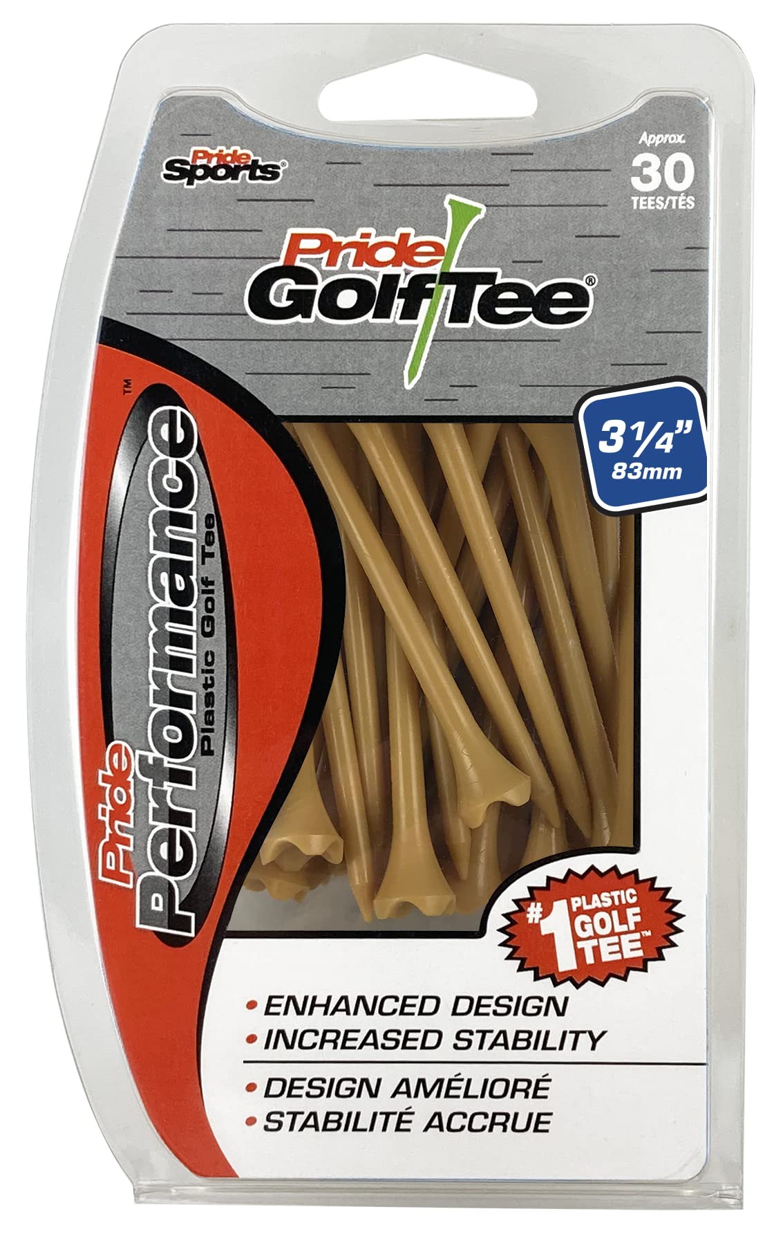 Pride Golf Tee Performance 3-1/4" Natural Golf Tee, 30 count