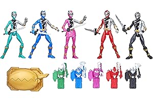 Power Rangers Dino Fury 5-Pack Action Figure Set with Chromafury Saber and Dino Fury Keys