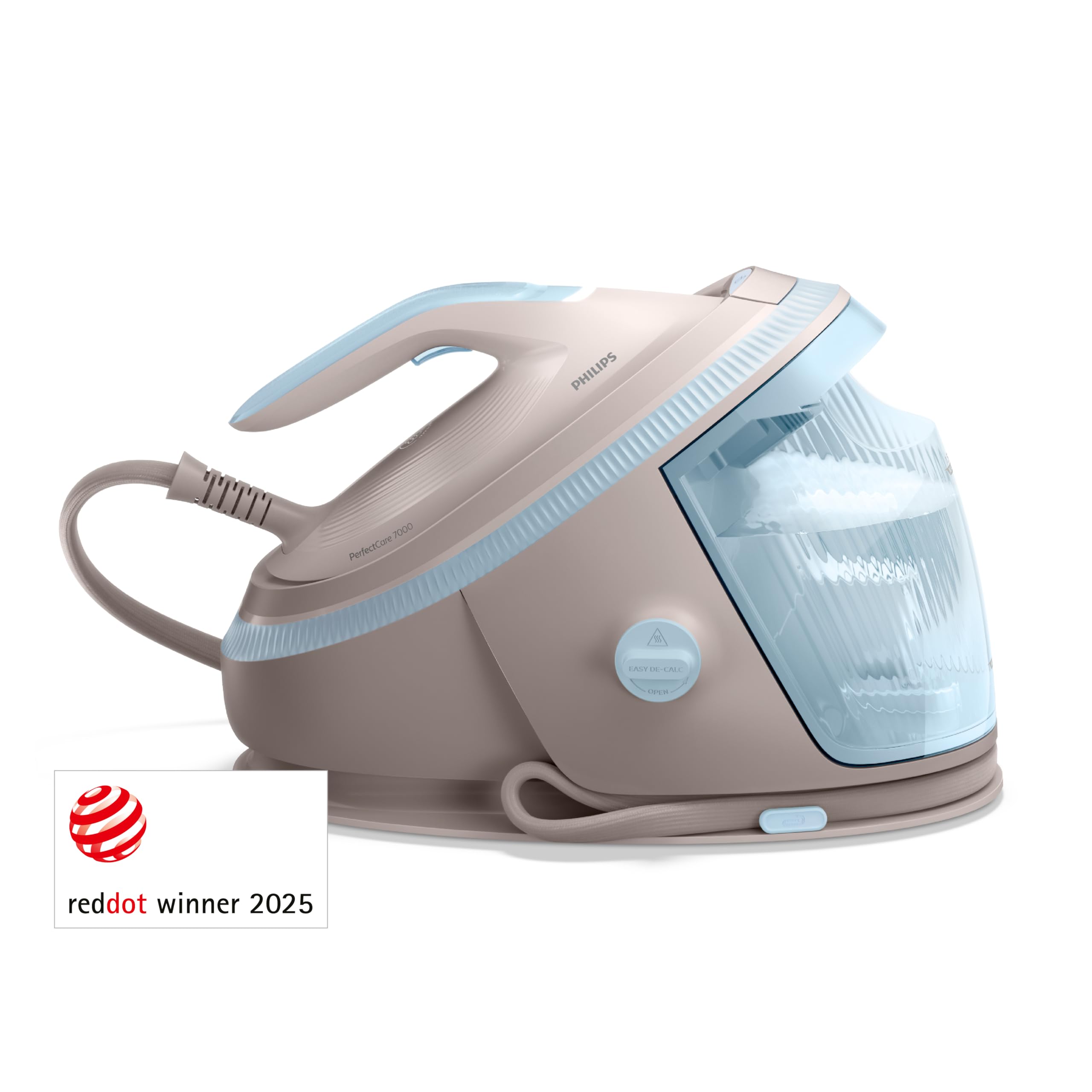 Philips PerfectCare Serie 7000 Ferro da stiro con Caldaia - 600g Colpo Vapore, 8,5 Bar, OptimalTEMP, Piastra SteamGlide Elite, Serbatoio Estraibile 1,5L, Vapore Verticale, Easy De-Calc (PSG7200/60)