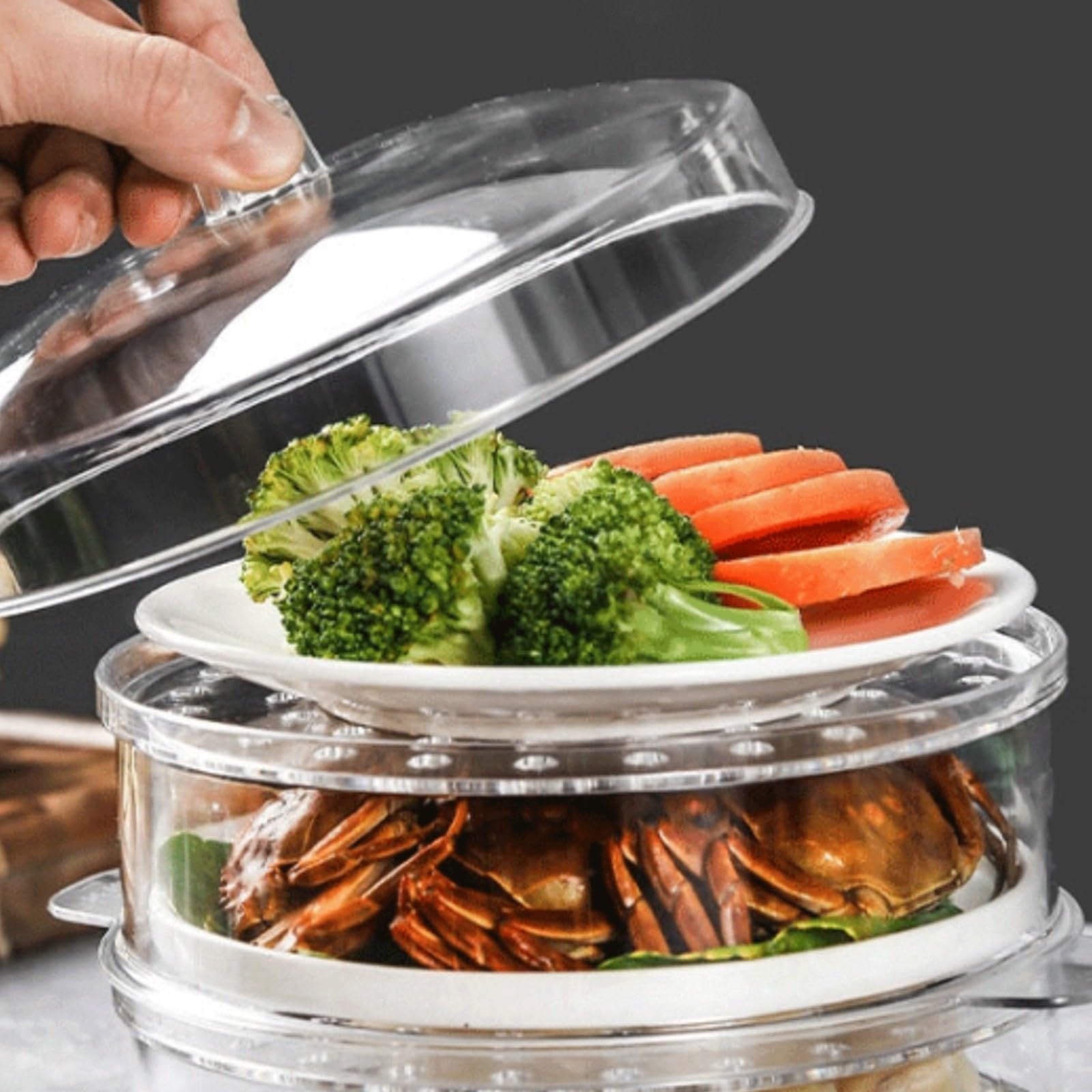 kowaku Grille Cuisson Compact Panier Vapeur Couvercle Léger pour Cuisine Domestique, 4 Couches