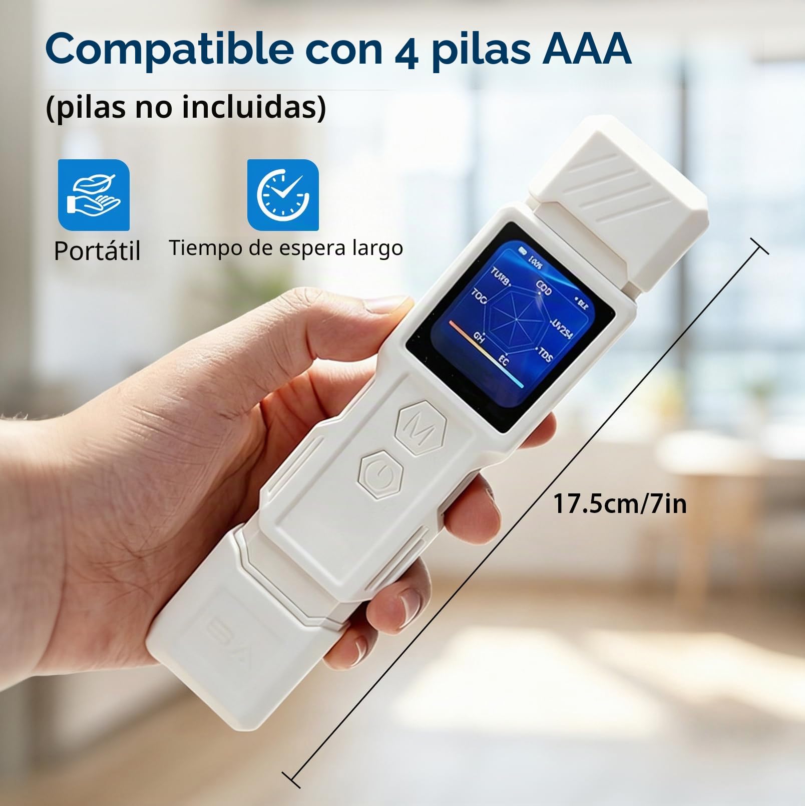 Analizador Digital de Calidad del Agua 9 en 1 | Para agua potable, Mide TDS, turbidez, CE, temperatura, salinidad, Mide GH, TOC, DQO y UV275