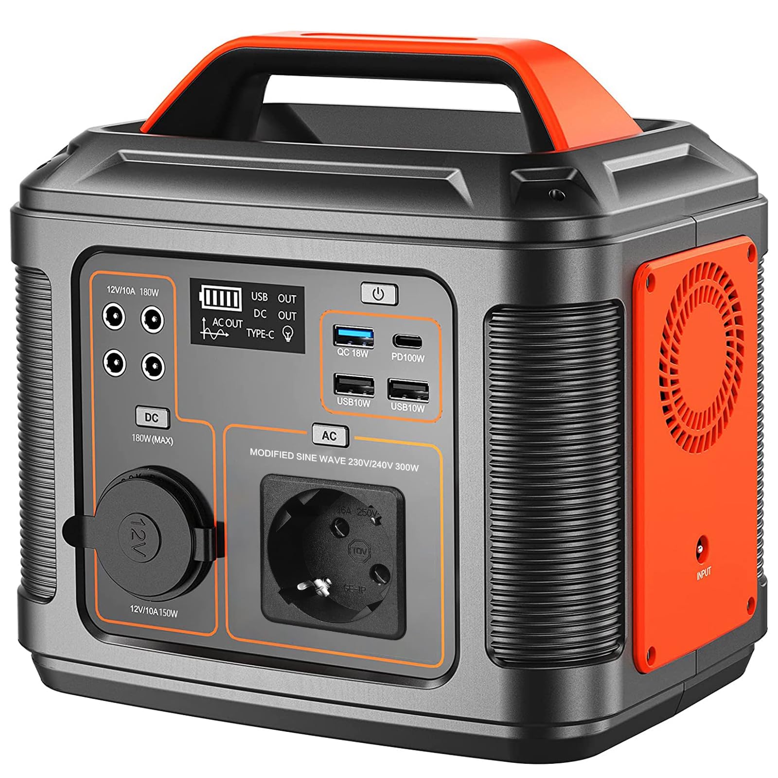 Tragbares Power Station 300W, SBAOH 296Wh Generator Schnellladung-230V AC Steckdosen/DC Ports und LED Taschenlampe,Mobile stromgenerator für Reise/Camping/Outdoor