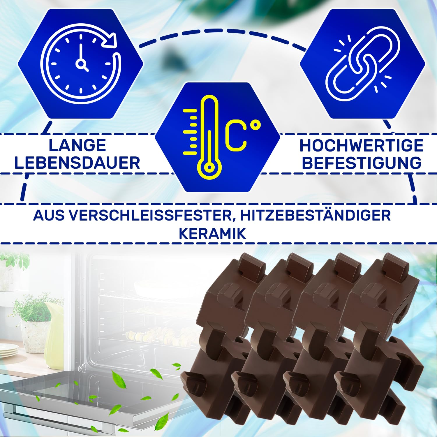 MONTERAL Kit 8 Stück Backofen Schienen Befestigungs Links Rechts für Bosch Siemens Neff